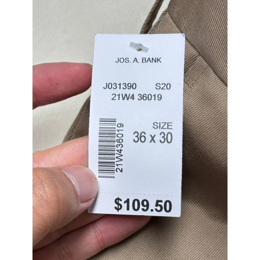 NWT Jos. A. Bank Traveler Slim Fit Khaki Chinos Tan Mens 36x30 J031390